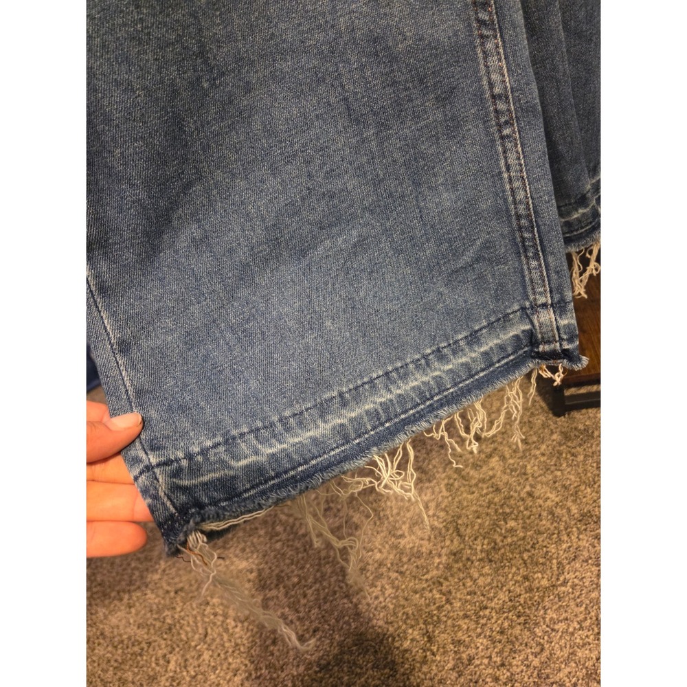 Free People We The Free High Waist Flare Jeans Distressed Hem Denim Blue Size 26 - Picture 7 of 10